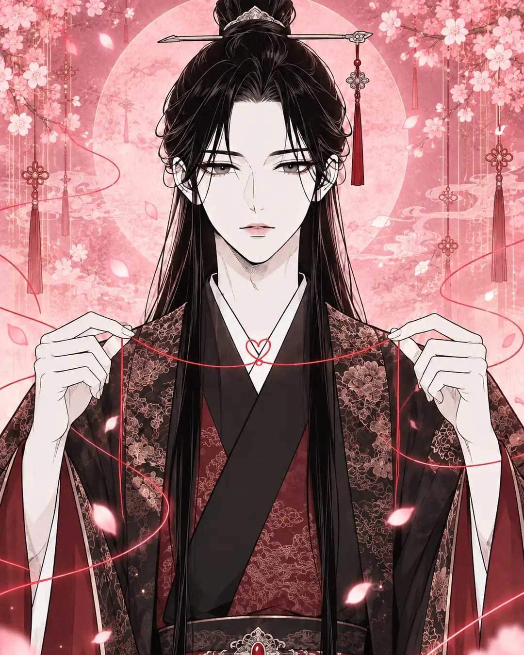 วอลฮากวันใต้ต้นซากุระ พันด้ายแดงไว้ที่มือทั้งสองข้าง
